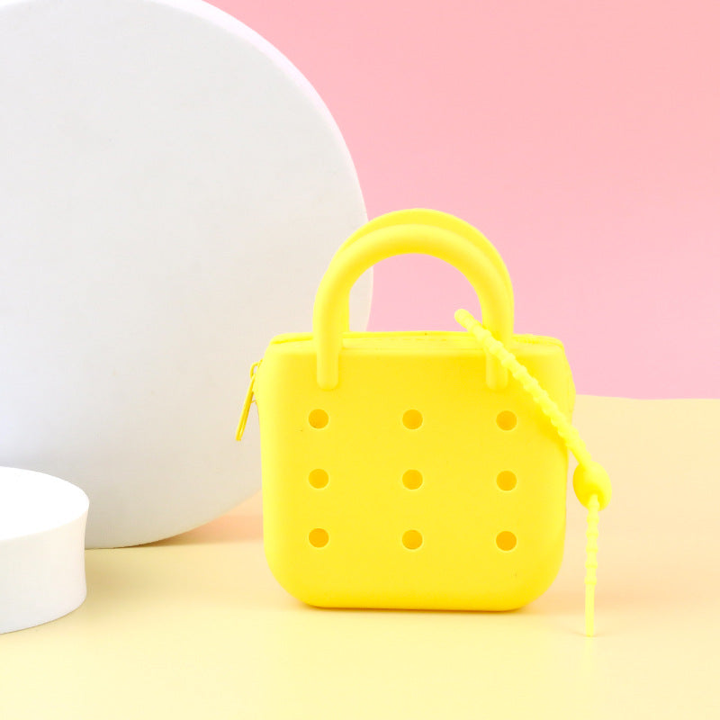 Wholesale 10pcs Cartoon Silicone Hole Bag Mini Coin DIY Parent-child Storage Bag Vegetable Basket Earphones Children's Small Wallet